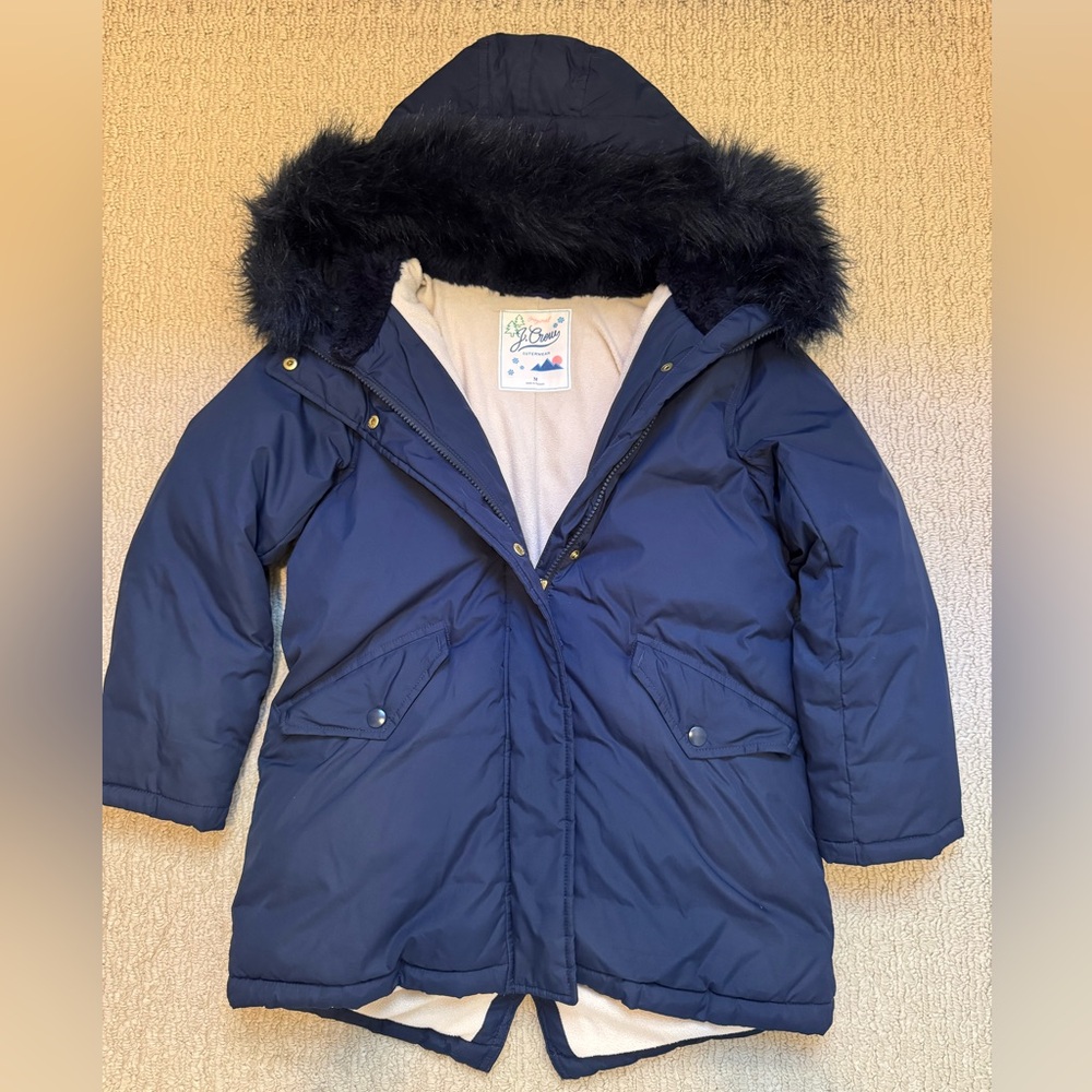 J. Crew kids Navy Heavy Duty Parka with removable Fur
